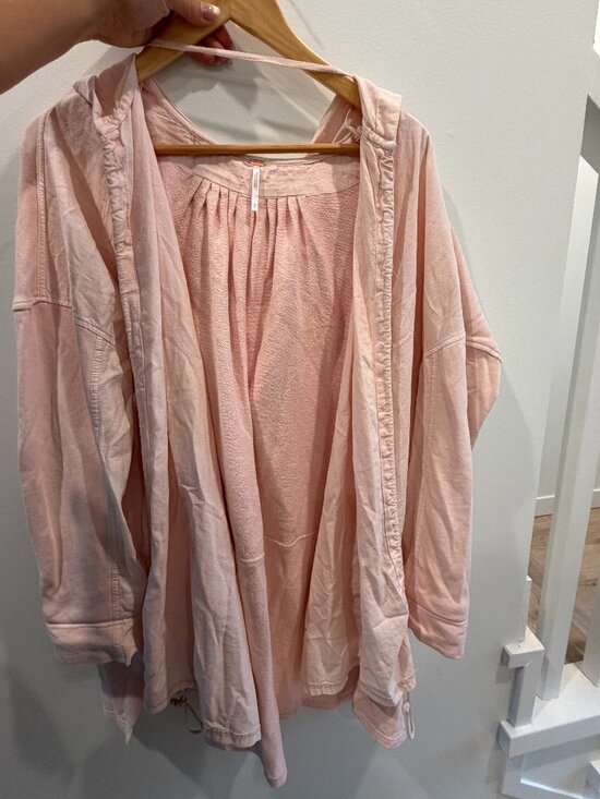 Free People Jackets & Blazers - Free People Dusty Pink Oversized Hooded French Terry Cardigan | Small